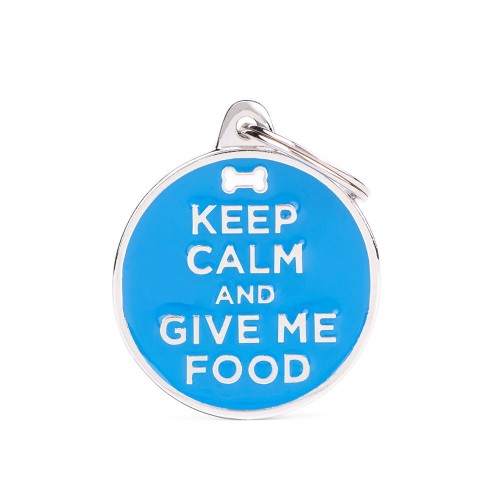 MyFamily Charms adresówka identyfikator BIG CIRCLE Keep calm and give me food