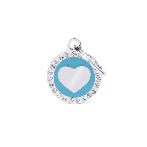 MyFamily Glam adresówka identyfikator Light Blue Circle Heart