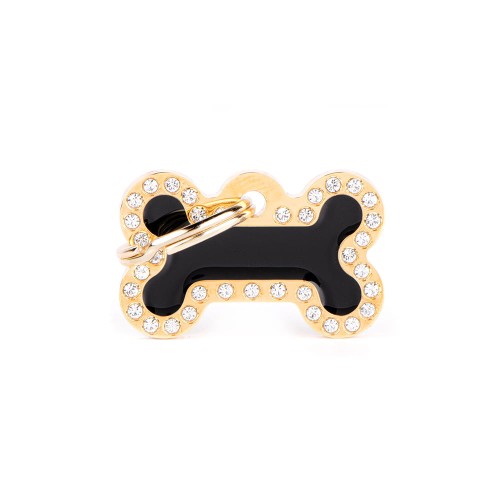 MyFamily Glam Gold adresówka identyfikator Black Small Bone
