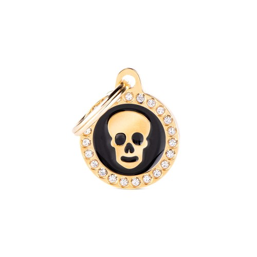 MyFamily Glam Gold adresówka identyfikator Black Circle Skull
