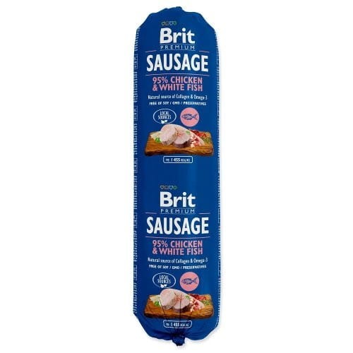 Brit Sausage CHICKEN & WHITE FISH 800g mokra karma dla psa z kurczakiem i rybą