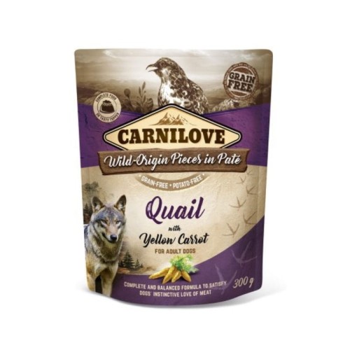 Carnilove Dog Pouch Quail & Yellow Carrot 300g przepiórka z żółtą marchwią