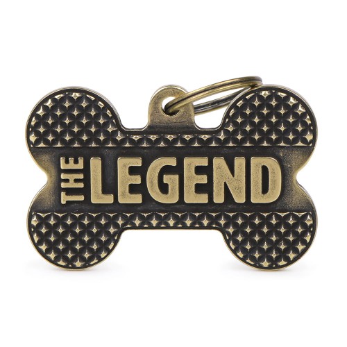 MyFamily Bronx adresówka identyfikator XL Bone "The Legend" English Brass
