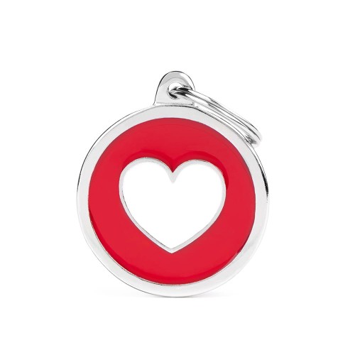 MyFamily Charms adresówka identyfikator "Big Red Circle White Heart"