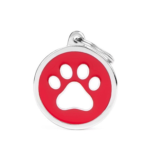 MyFamily Charms adresówka identyfikator "Big Red Circle White Paw"