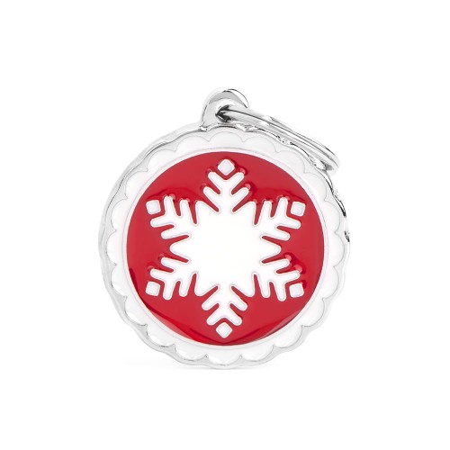 MyFamily Charms adresówka identyfikator "Big Red Circle White Snowflake"
