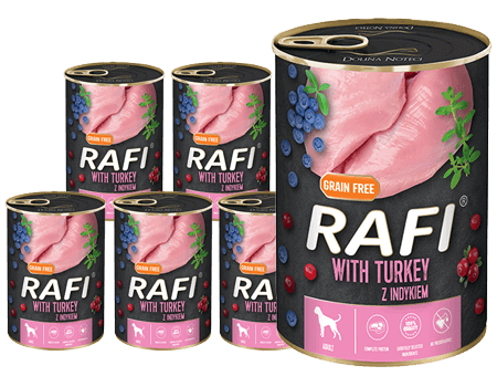 RAFI Indyk z borówką i żurawiną 24x400g
