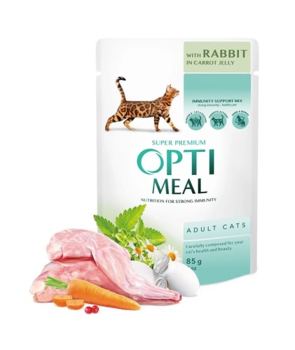 OPTIMEAL dla KOTÓW Królik w galaretce marchewkowej 12x85g