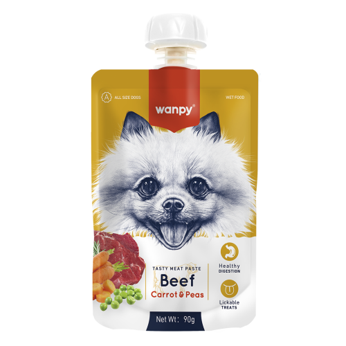 WANPY dla psa Pasta z wołowiną, marchewką i groszkiem 90g