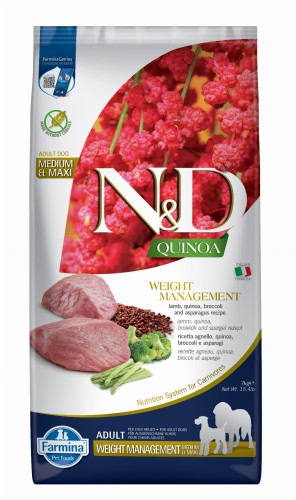 Farmina N&D Dog QUINOA Weight Management Lamb & Broccoli Adult Medium & Maxi 7kg