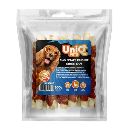 UNIQ PETS Długi patyk ze skóry wołowej z kaczką 17cm (10szt) 500g