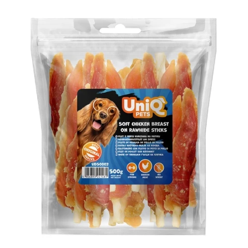 UNIQ PETS Filet z piersi kurczaka na patyku 500g