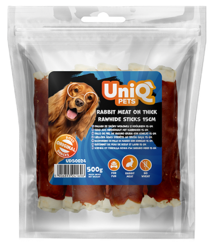 UNIQ PETS Paluch ze skóry wołowej z jagnięciną 15cm (7szt) 500g