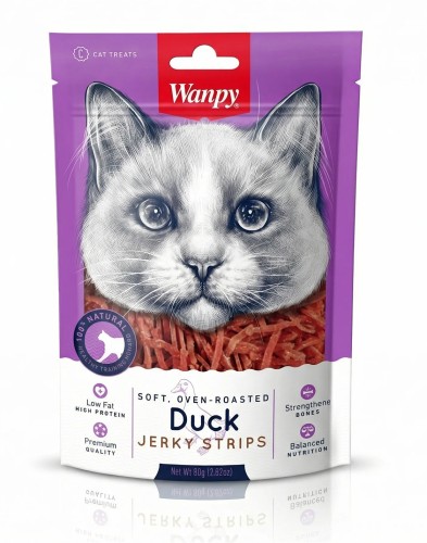 WANPY dla kota Duck Jerky Strips Paski z kaczki 80g