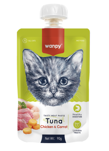 WANPY dla kota Pasta z tuńczykiem, kurczakiem i marchewką 90g