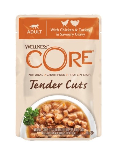 Wellness Core Tender Cuts kurczak z indykiem w sosie 8x85g