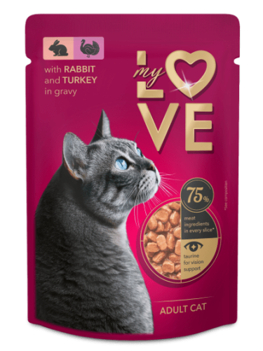 My Love dla kotów Królik i indyk w sosie 85g