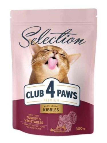 CLUB 4 PAWS Selection dla kotów Indyk z warzywami 300g