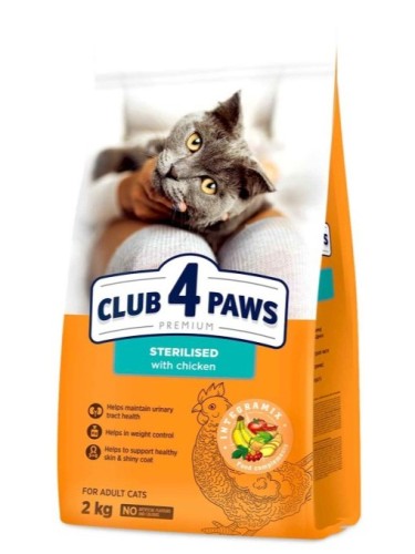 CLUB 4 PAWS PREMIUM dla kotów sterylizowanych z kurczakiem 2kg