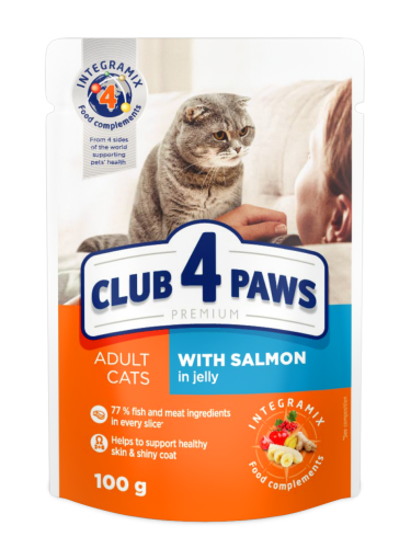 CLUB 4 PAWS PREMIUM dla kotów Łosoś w galaretce 100g