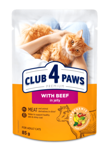 CLUB 4 PAWS PREMIUM dla kotów Wołowina w galaretce 85g
