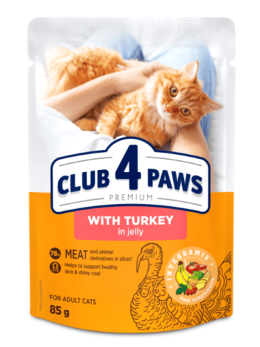 CLUB 4 PAWS PREMIUM dla kotów Indyk w galaretce 85g