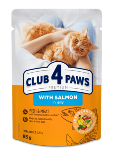 CLUB 4 PAWS PREMIUM dla kotów Łosoś w galaretce 85g