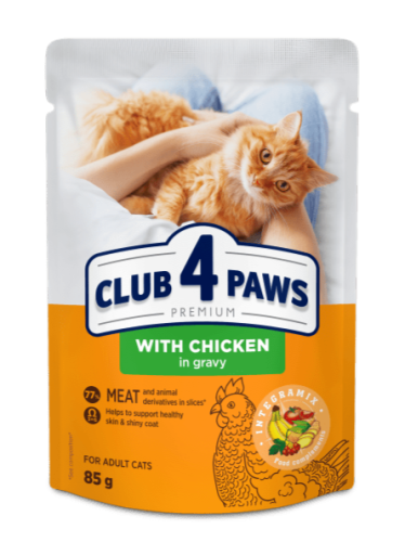 CLUB 4 PAWS PREMIUM dla kotów Kurczak w sosie 85g