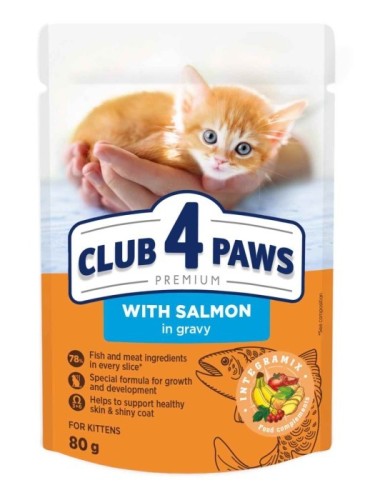 CLUB 4 PAWS PREMIUM dla kociąt Łosoś w sosie 80g