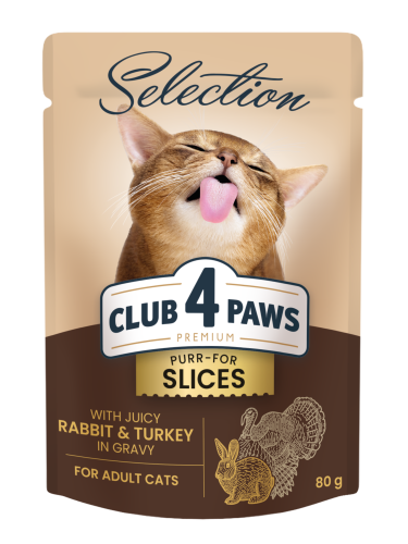 CLUB 4 PAWS Selection dla kotów Królik z indykiem w sosie 80g