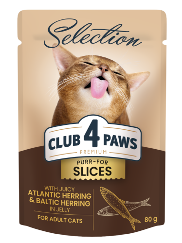 CLUB 4 PAWS Selection dla kotów Śledź ze szprotkami w galaretce 80g