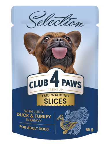 CLUB 4 PAWS Selection Soczysta kaczka z indykiem w sosie 85g
