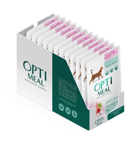 OPTIMEAL dla kotów Jagnięcina i warzywa w galarecie 12x85g