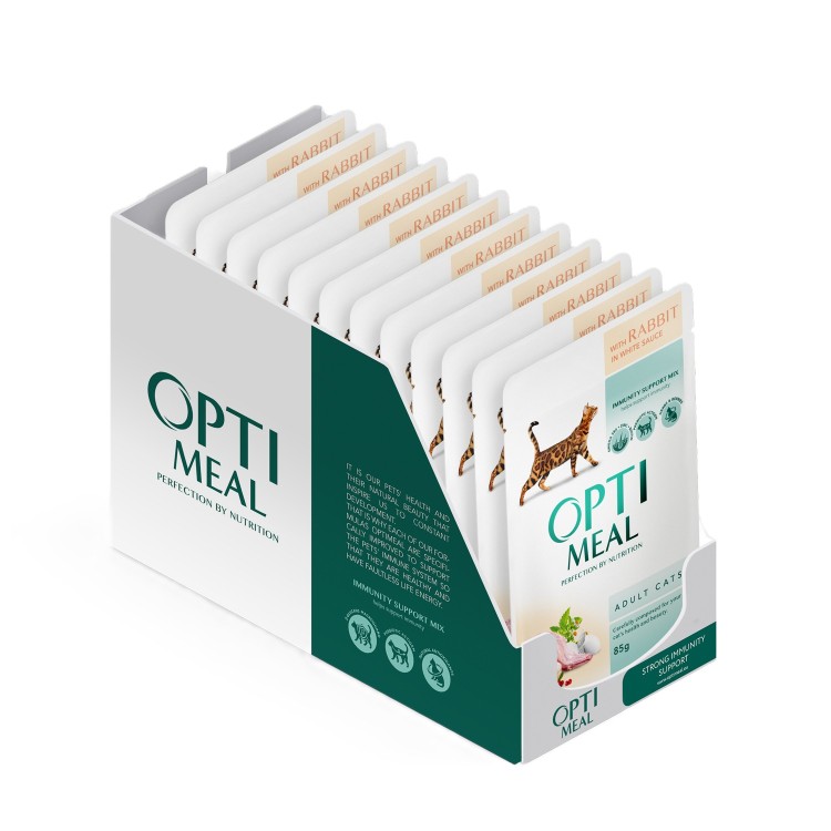 OPTIMEAL dla kotów Królik w białym sosie 12x85g