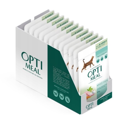 OPTIMEAL dla kotów Królik w galaretce marchewkowej 12x85g
