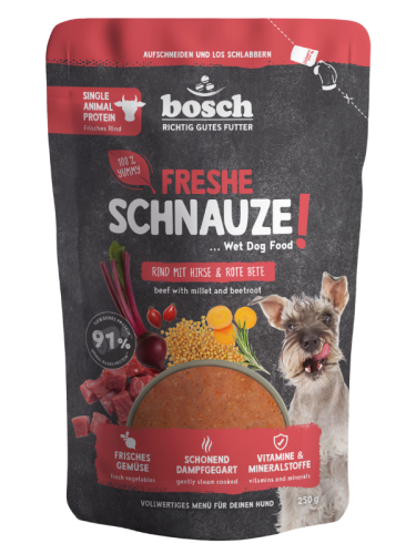 BOSCH Freshe Schnauze z wołowiną, prosem i burakiem 250g