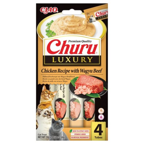 INABA Cat Churu Luxury Chicken Recipe Wagyu Beef 4x14g Kurczak z wołowiną Wagyu