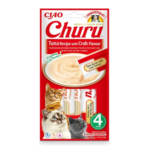 INABA Cat Churu Tuna Crab Recipe 4x14g Tuńczyk z krabem