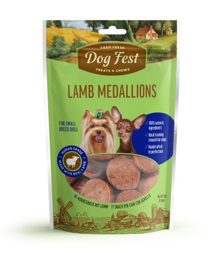 Dog Fest Lamb Medallions 55g plasterki z jagnięciny dla małych ras