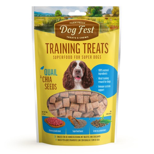Dog Fest Training Treat 90g przepiórka z nasionami chia i zieloną herbatą