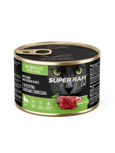 Super Rafi Cat 185g z dziczyzną i sercami kurczaka