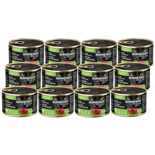 Super Rafi Cat 185g/12szt z dziczyzną i sercami kurczaka