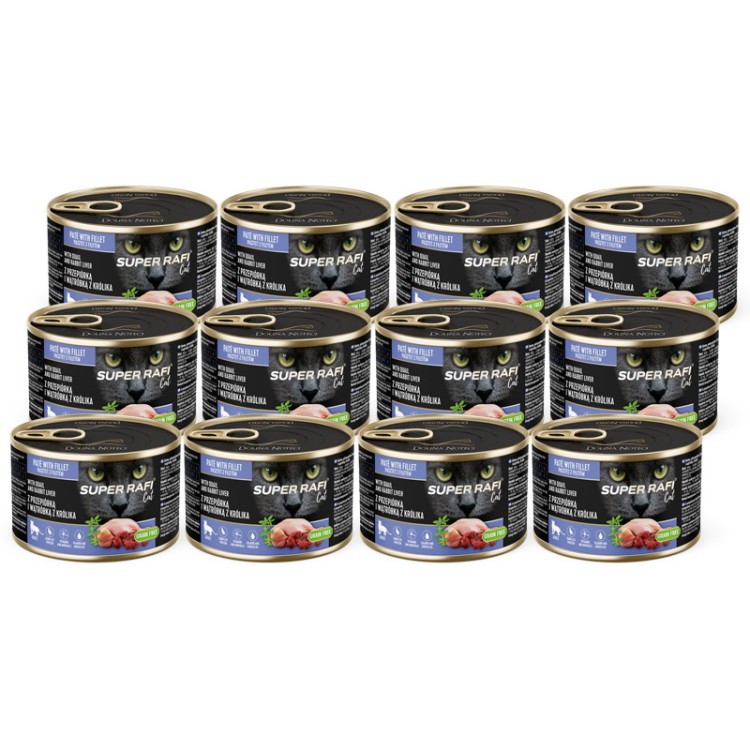 Super Rafi Cat 185g/12szt z przepiórką i wątróbką z królika