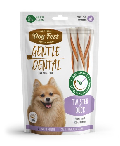 Dog Fest Dental twister with Duck 80g przysmak dentystyczny dla małych ras