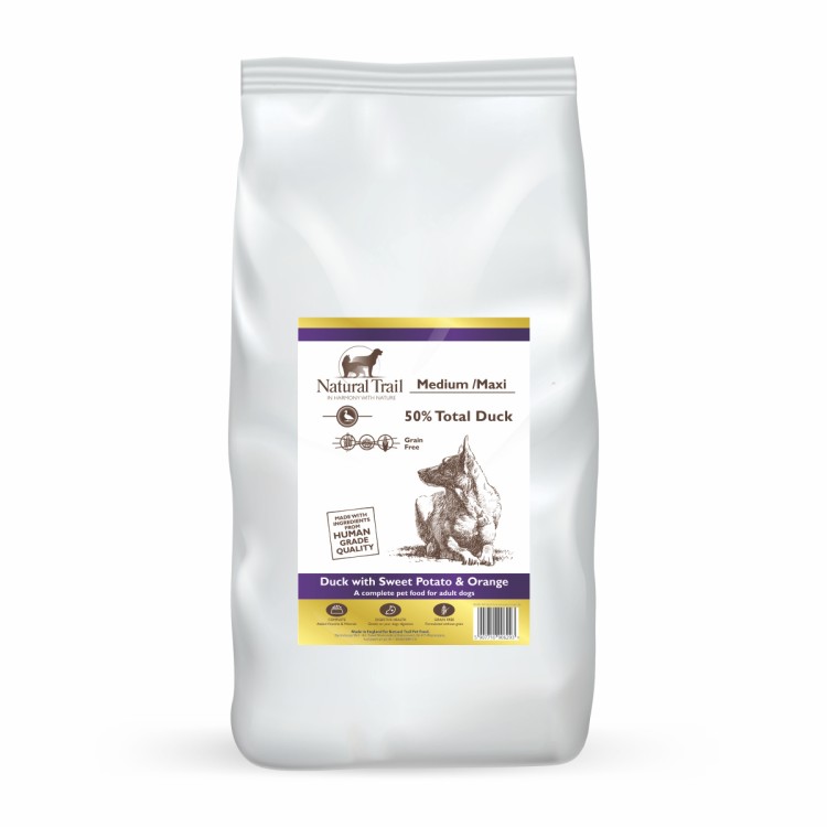 NATURAL TRAIL Medium Maxi Breed Duck 12kg kaczka z pomarańczą