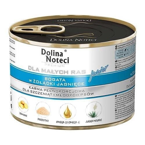DOLINA NOTECI dla psów małych ras Junior ŻOŁĄDKI JAGNIĘCE 185g 
