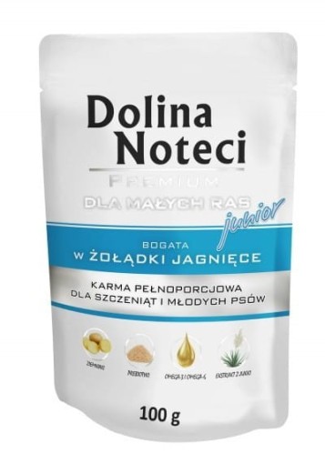 DOLINA NOTECI dla psów małych ras Junior ŻOŁĄDKI JAGNIĘCE 100g