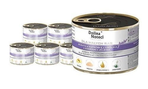 DOLINA NOTECI dla psów małych ras Junior WĄTRÓBKA Z KRÓLIKA OZORY Z JELENIA 12x185g 