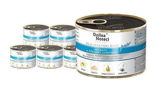 DOLINA NOTECI dla psów małych ras Junior ŻOŁĄDKI JAGNIĘCE 12x185g 