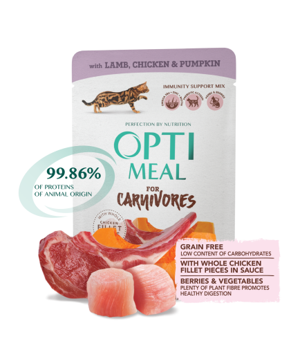 OPTIMEAL dla KOTÓW Jagnięcina z kurczakiem w galarecie dyniowej 85g